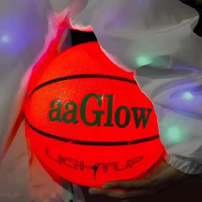 STEVVEX Sport Size 7 LED Basketball - Orange Glowing Rubber Basketball for Indoor & Outdoor Play