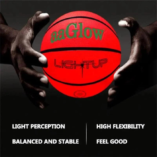 STEVVEX Sport Size 7 LED Basketball - Orange Glowing Rubber Basketball for Indoor & Outdoor Play