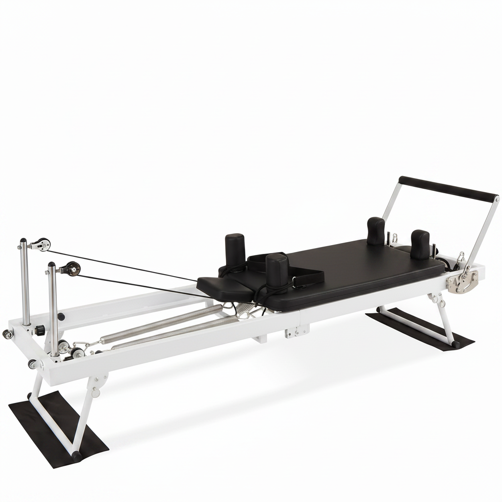 Foldable Pilates Reformer with Jump Board, Springs, Cords & Adjustable Resistance