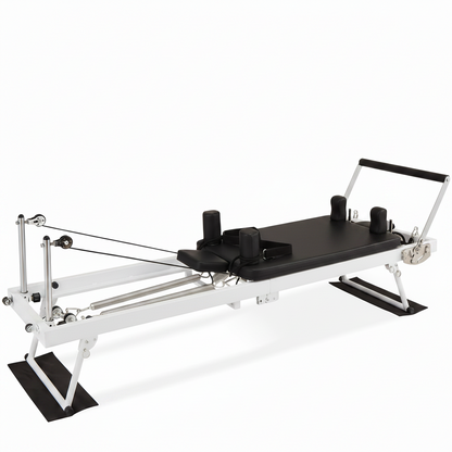 Foldable Pilates Reformer with Jump Board, Springs, Cords & Adjustable Resistance