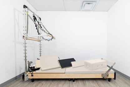 PERSONALHOUR Janet Plus Foldable Maple Wood Pilates Reformer with 6 Springs, Jumpboard & Sitting Box