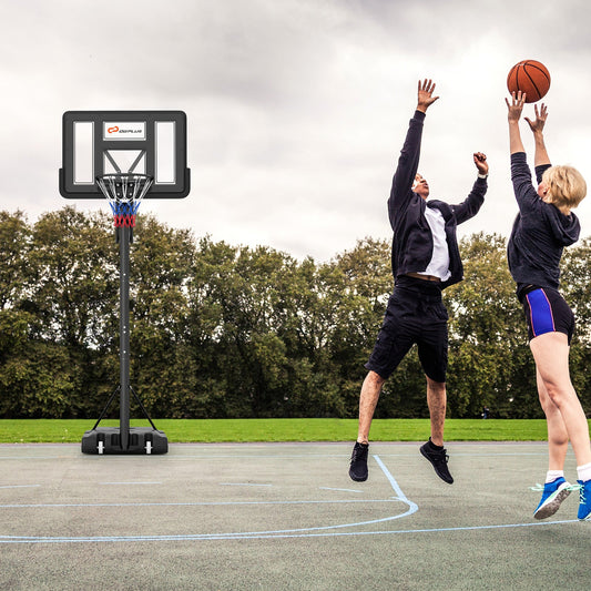 Portable Basketball Hoop with 4.6–10 ft. 10-Level Height Adjustment, Shatterproof Backboard & Fillable Base