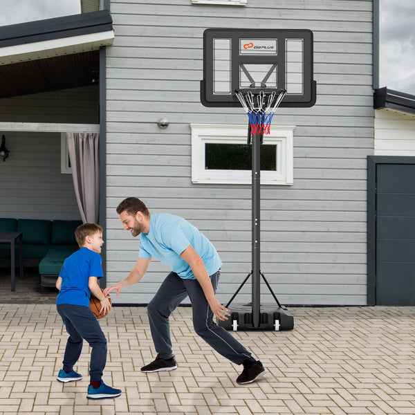 Portable Basketball Hoop with 4.6–10 ft. 10-Level Height Adjustment, Shatterproof Backboard & Fillable Base