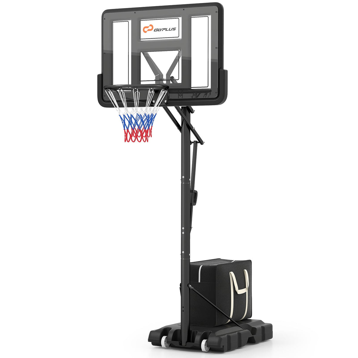 Portable Basketball Hoop with 4.6–10 ft. 10-Level Height Adjustment, Shatterproof Backboard & Fillable Base