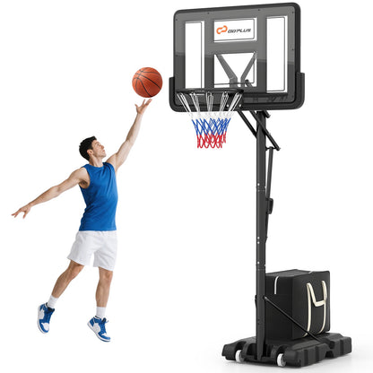 Portable Basketball Hoop with 4.6–10 ft. 10-Level Height Adjustment, Shatterproof Backboard & Fillable Base