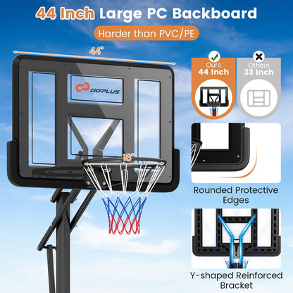 Portable Basketball Hoop with 4.6–10 ft. 10-Level Height Adjustment, Shatterproof Backboard & Fillable Base