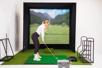 GolfBays SimBox Golf Simulator Hitting Enclosure with PRO+ Impact Screen & Side Barriers