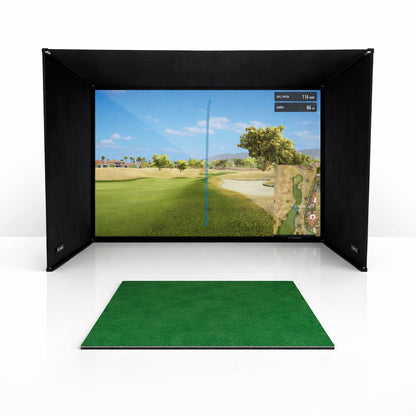 GolfBays SimBox Golf Simulator Hitting Enclosure with PRO+ Impact Screen & Side Barriers
