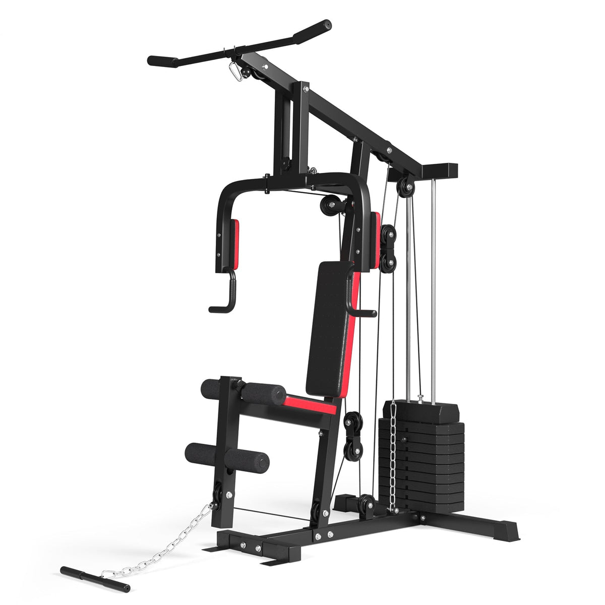 Multifunction Cross Trainer Workout Machine with Arm Press, High/Low Pulley & 4-Roll Leg Developer