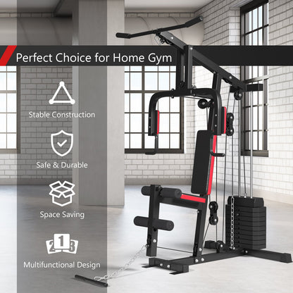 Multifunction Cross Trainer Workout Machine with Arm Press, High/Low Pulley & 4-Roll Leg Developer
