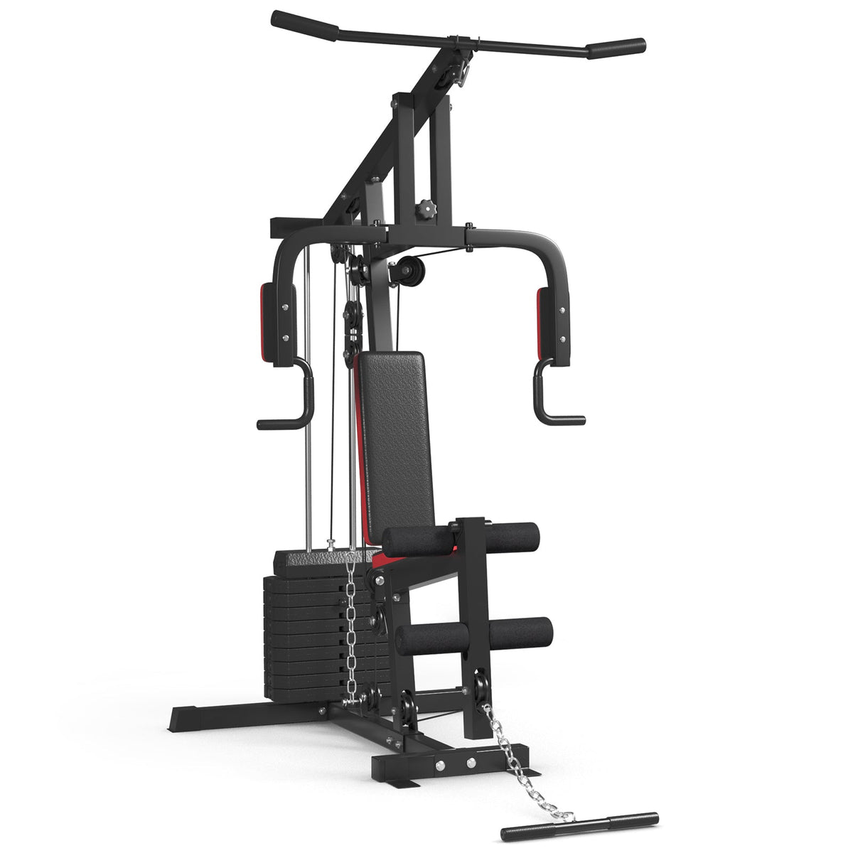 Multifunction Cross Trainer Workout Machine with Arm Press, High/Low Pulley & 4-Roll Leg Developer