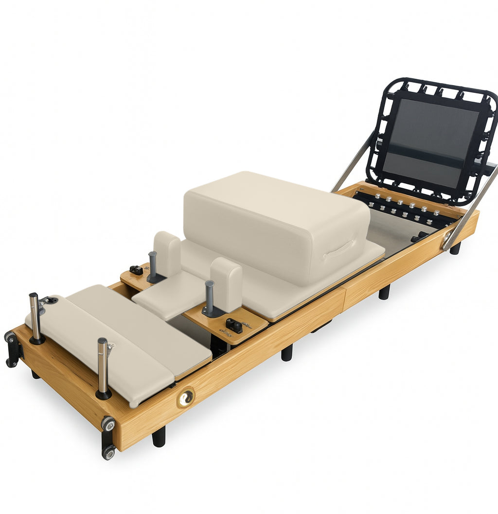 Zous Pro Foldable Pilates Reformer RE017/RE020 with Jump Board, Pilates Box & Oak Frame