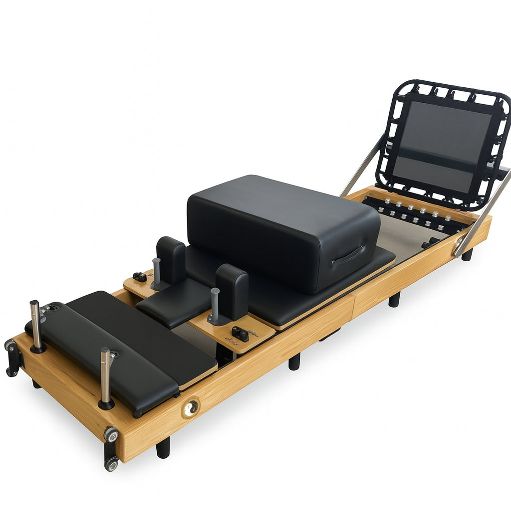 Zous Pro Foldable Pilates Reformer RE017/RE020 with Jump Board, Pilates Box & Oak Frame
